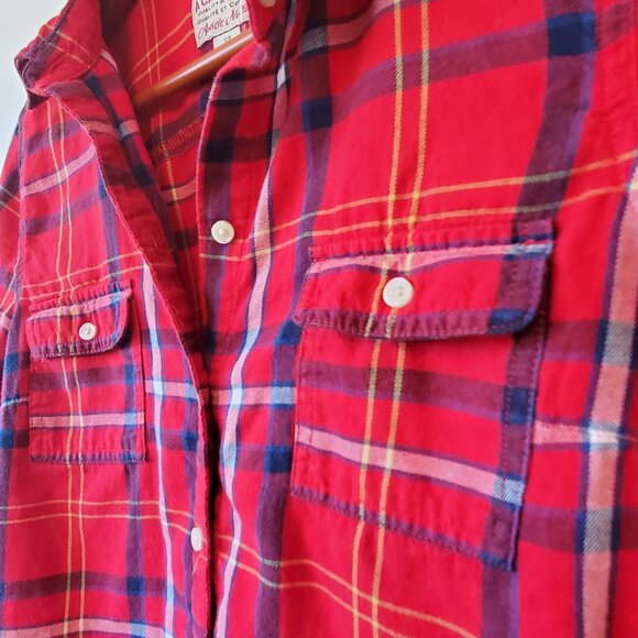 Old Navy Plaid Women Button Up Fannel Shirt Size S/P Relaxed Fit Cotton Cottage - Picture 4 of 9